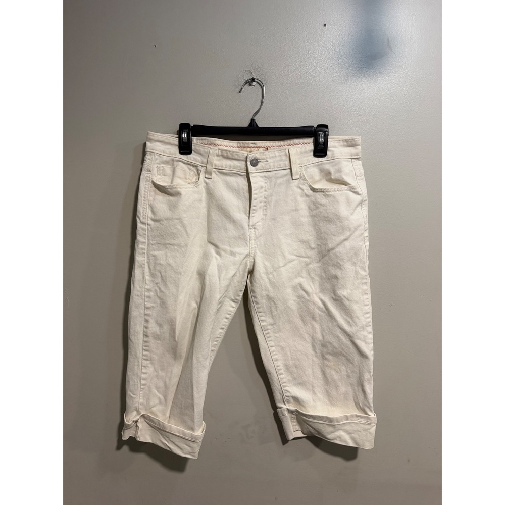 Levis 515 Capri Jeans Womens 14 Off White Cream Stretch Denim Cuffed Cropped